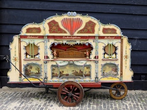 ruote, carretto, legno, strada, organetto, dipinti, decorazioni, carro, vintage, musica, rosso, giallo