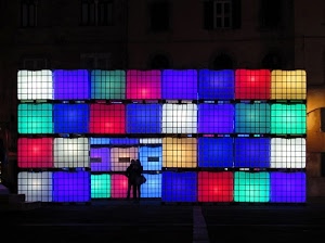 colori, rosso, giallo, quadrati, bianco, blu, persone, coppia, verde, nero, quadri, luci, multicolore, viola, controluce, due, silhouette, geometrie