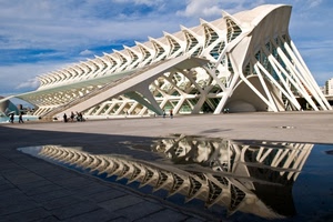 riflesso, acqua, architettura, bianco, nuvole, geometrie, cielo, moderna, museo, prospettiva