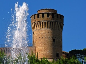 torre, acqua, castello, fontana, cielo, zampillo, azzurro, spruzzo, alberi
