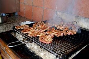 carne, fumo, griglia, brace, cibo, grigliata, cucina