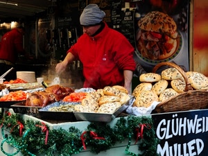 pane, cibo, rosso, porchetta, mercato, bancarella, scritta, verde, uomo, vassoi, natale, venditore, carne, maiale, cesto, cuoco, pomodori, ghirlanda, focacce