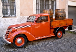 botti, ruote, finestre, camion, arancio, fanale, strada, rosso, automobile, furgone, cassone, marrone, arancione, macchina, due, auto